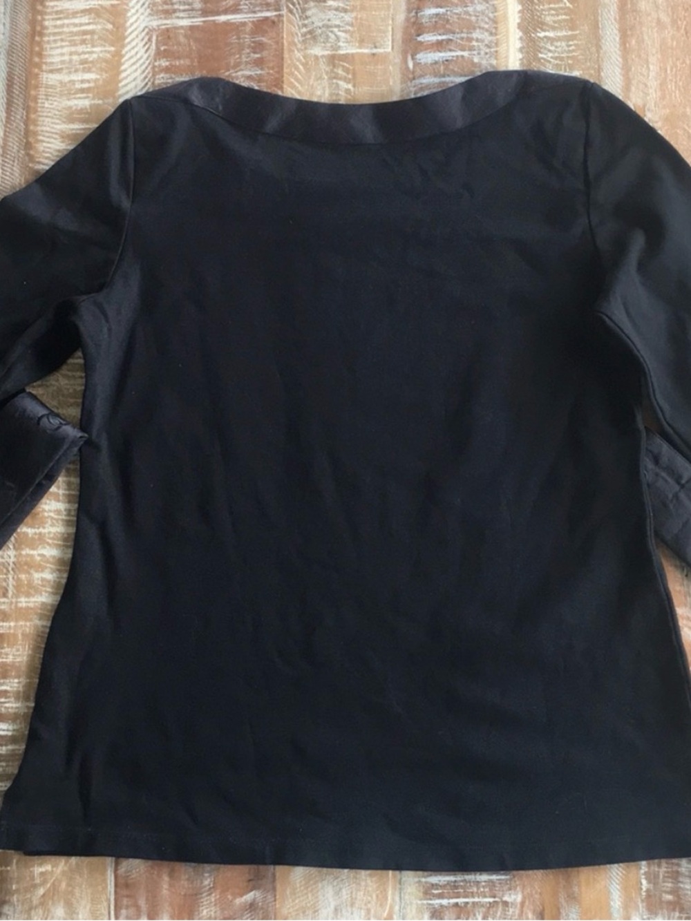 CHANEL black quilted boatneck employee uniform top